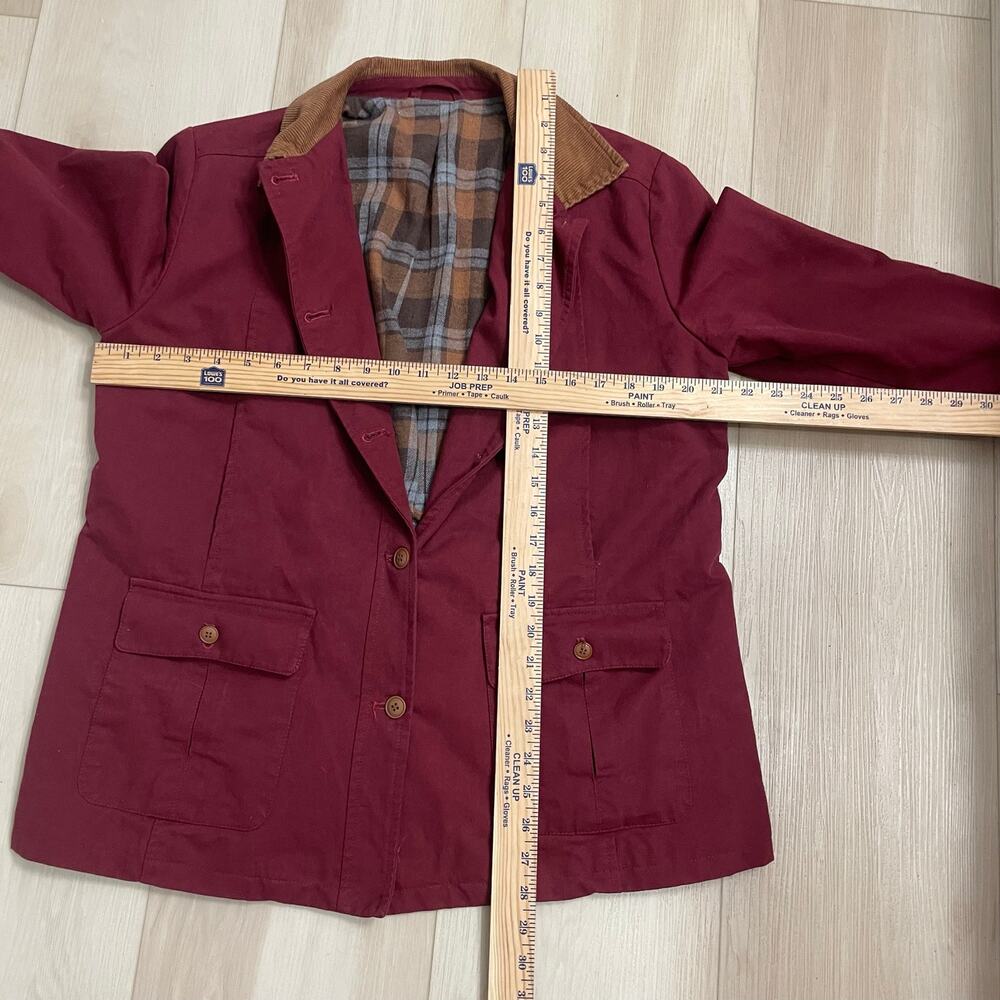 Burgundy Corduroy Collar Plaid-Lined Jacket – Medium - Picture 5 of 7